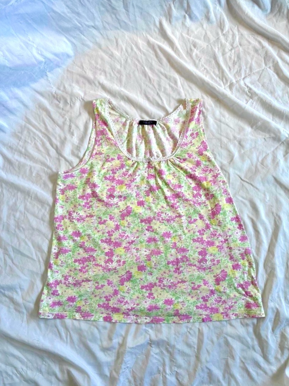 Chaps Floral Knit Tank Top